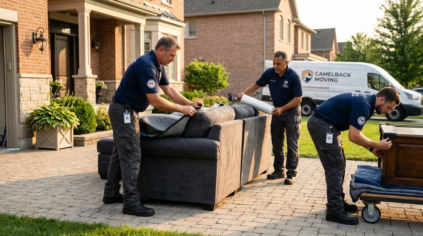 Large estate moving crew wrapping furniture in Lapwai, ID